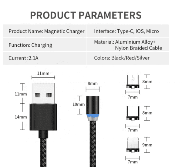 3 in 1 magnetic charging cable