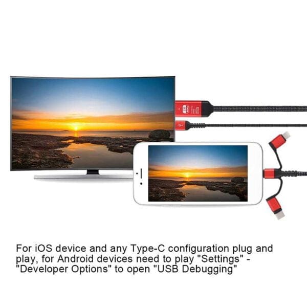 3 In 1 Micro USB/for iOS/Type-C to- HDTV Converter