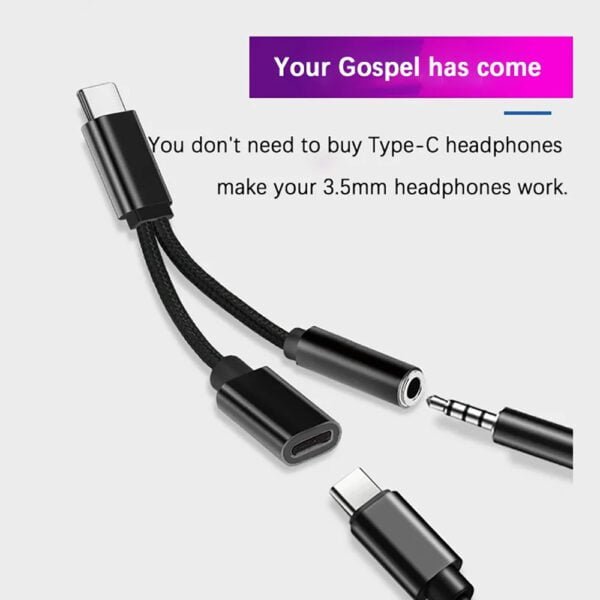 Type C to 3.5mm Headphone and Charger Adapter