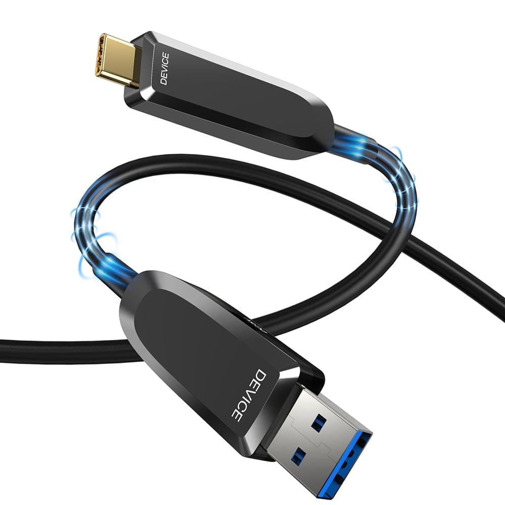 thumbnail image 2 of 50FT USB C To C Fiber Optic Cable - 10Gbps Long Distance Type C Cable For Cameras & VR 2 of 10