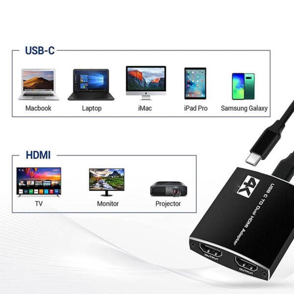 USB C to Dual HDMI Adapter