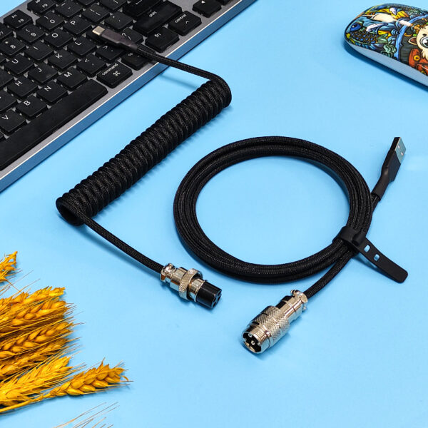 Coiled USB C Keyboard Cable