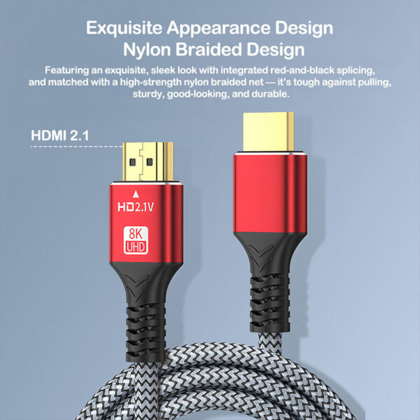 HDMI 2.1 8k 60hz Gold Plated HDMI to Hmdi Cable – Bild 4