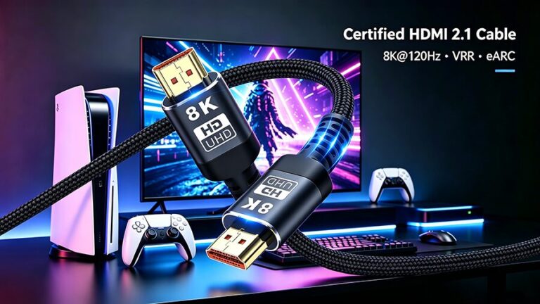 Black nylon braided certified HDMI 2.1 cable 8K 120Hz gaming with PS5 console and 8K smart TV