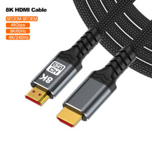 High‑Speed 8K HDMI 2.1 Braided Cable 48Gbps for Gaming & Home Theater