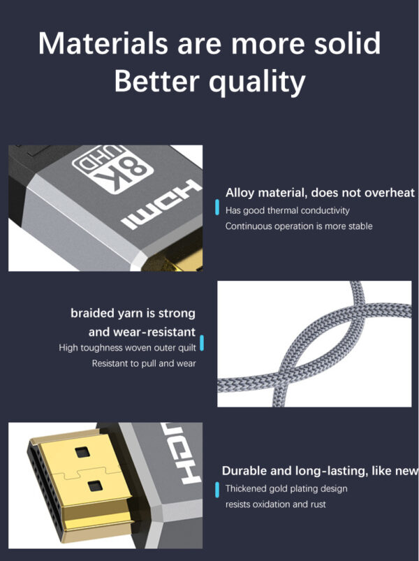 4K 120Hz HDMI cable 48Gbps High Speed Braided - Image 3