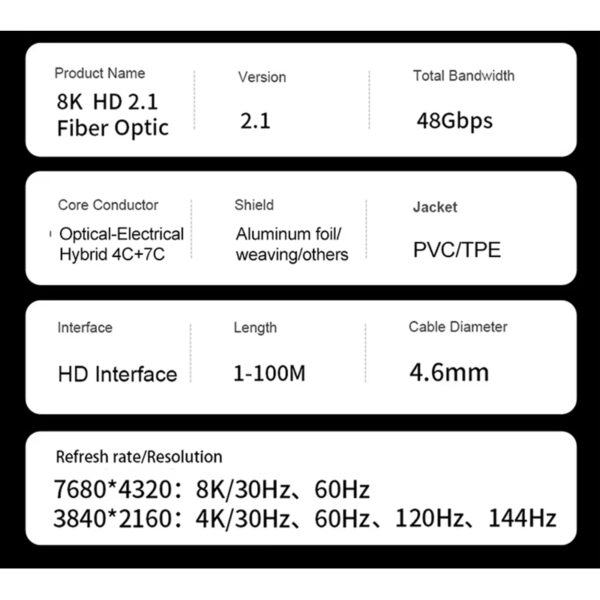 8K HDMI 2.1 Fiber Optic Cable 48Gbps - Image 5